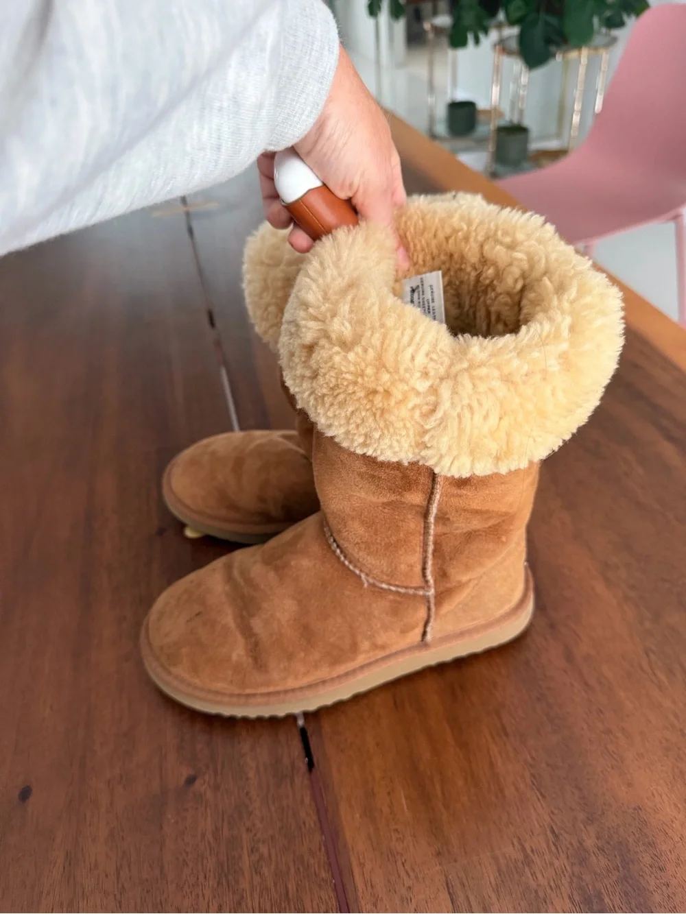 UGG Chestnut Suede Shearling Cuff Winter Boots